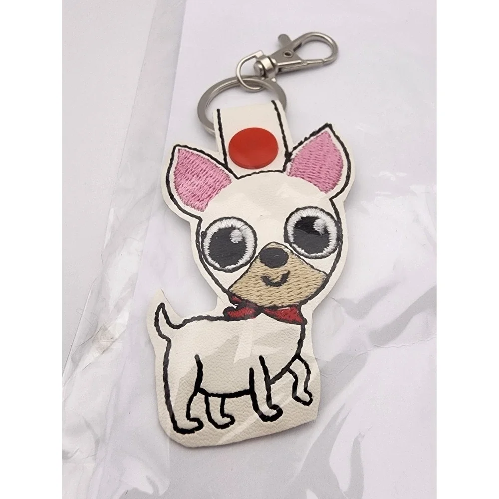 White Chihuahua Dog‎ Keychain